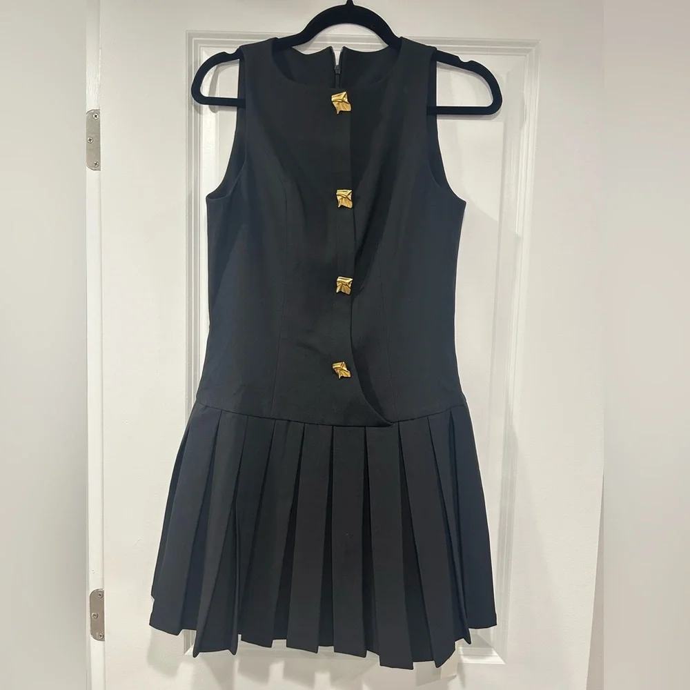 NWT Commense Metal Button Pleated Tank Dress - Picture 3 of 7